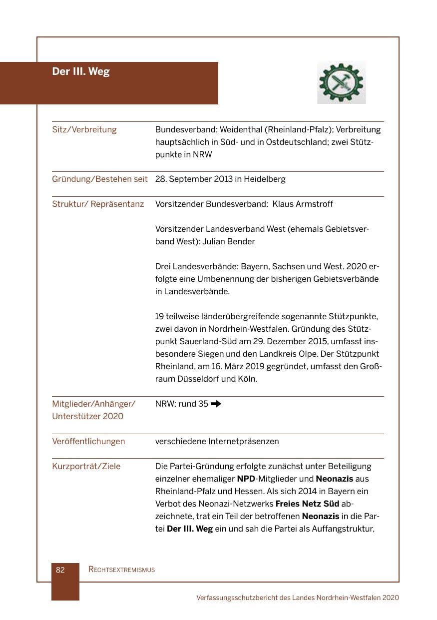 Seite 83 des Verfassungsschutzbericht 2020 Nordrhein-Westfalen