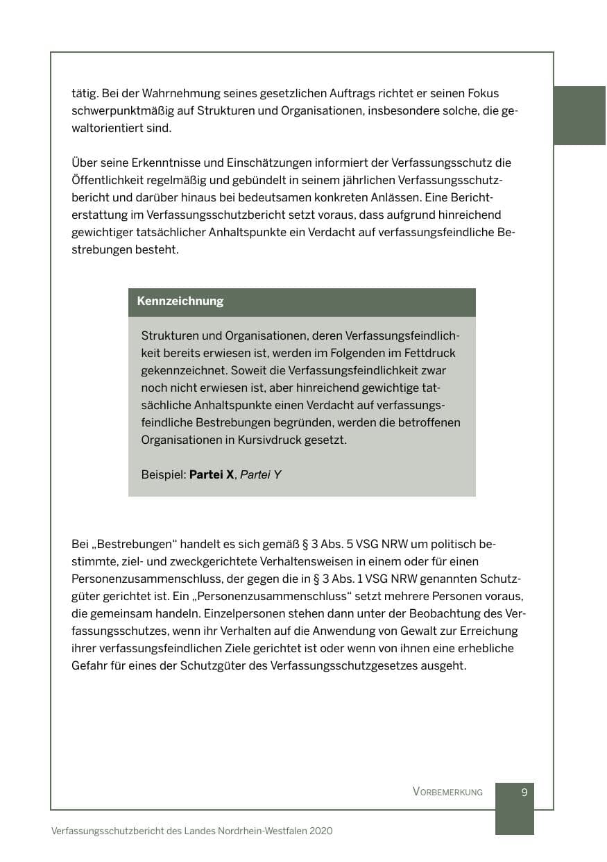 Seite 10 des Verfassungsschutzbericht 2020 Nordrhein-Westfalen