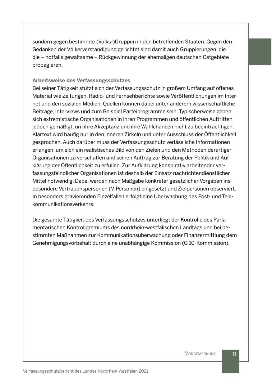 Seite 12 des Verfassungsschutzbericht 2021 Nordrhein-Westfalen