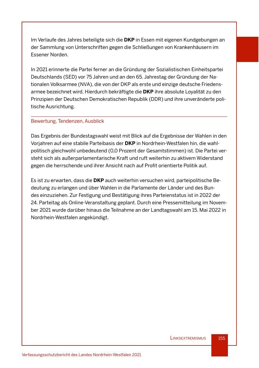 Seite 156 des Verfassungsschutzbericht 2021 Nordrhein-Westfalen