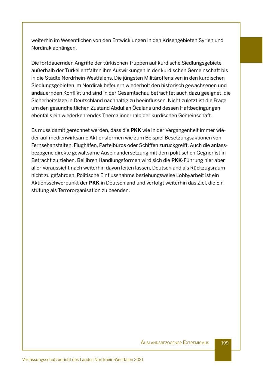 Seite 200 des Verfassungsschutzbericht 2021 Nordrhein-Westfalen
