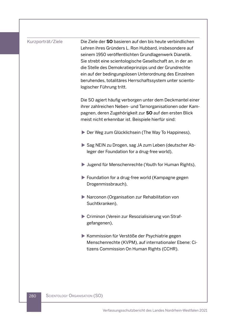 Seite 281 des Verfassungsschutzbericht 2021 Nordrhein-Westfalen