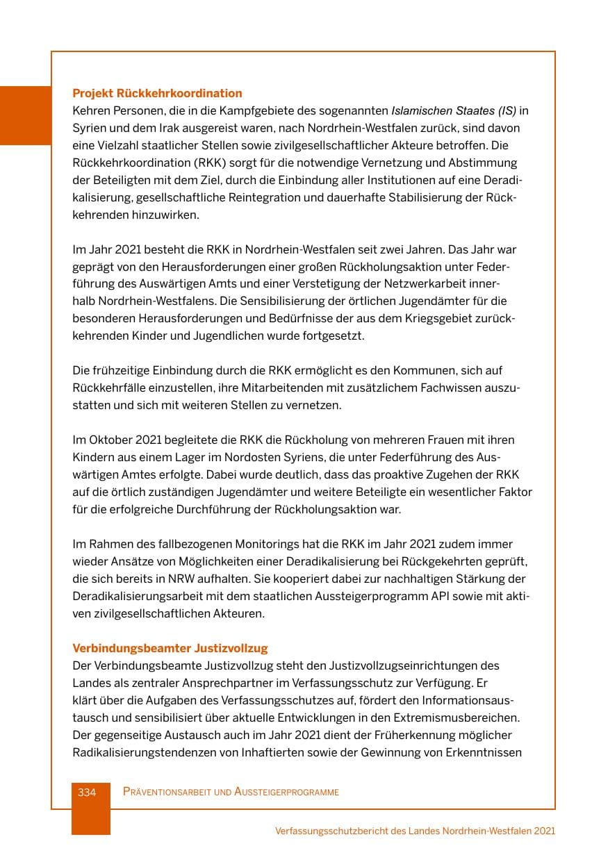 Seite 335 des Verfassungsschutzbericht 2021 Nordrhein-Westfalen
