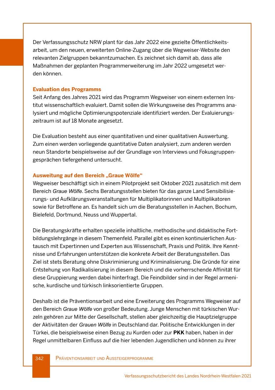 Seite 343 des Verfassungsschutzbericht 2021 Nordrhein-Westfalen