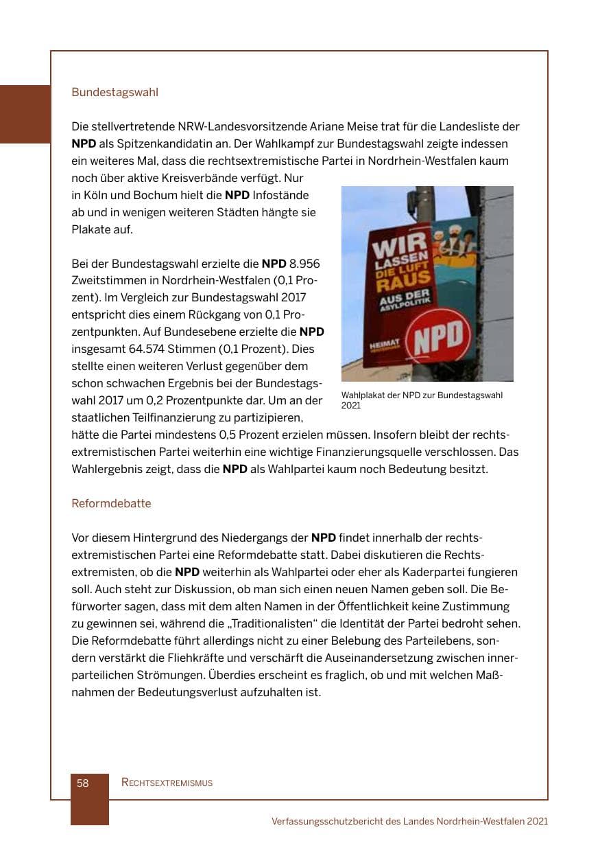 Seite 59 des Verfassungsschutzbericht 2021 Nordrhein-Westfalen