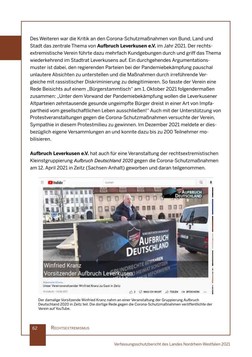Seite 63 des Verfassungsschutzbericht 2021 Nordrhein-Westfalen
