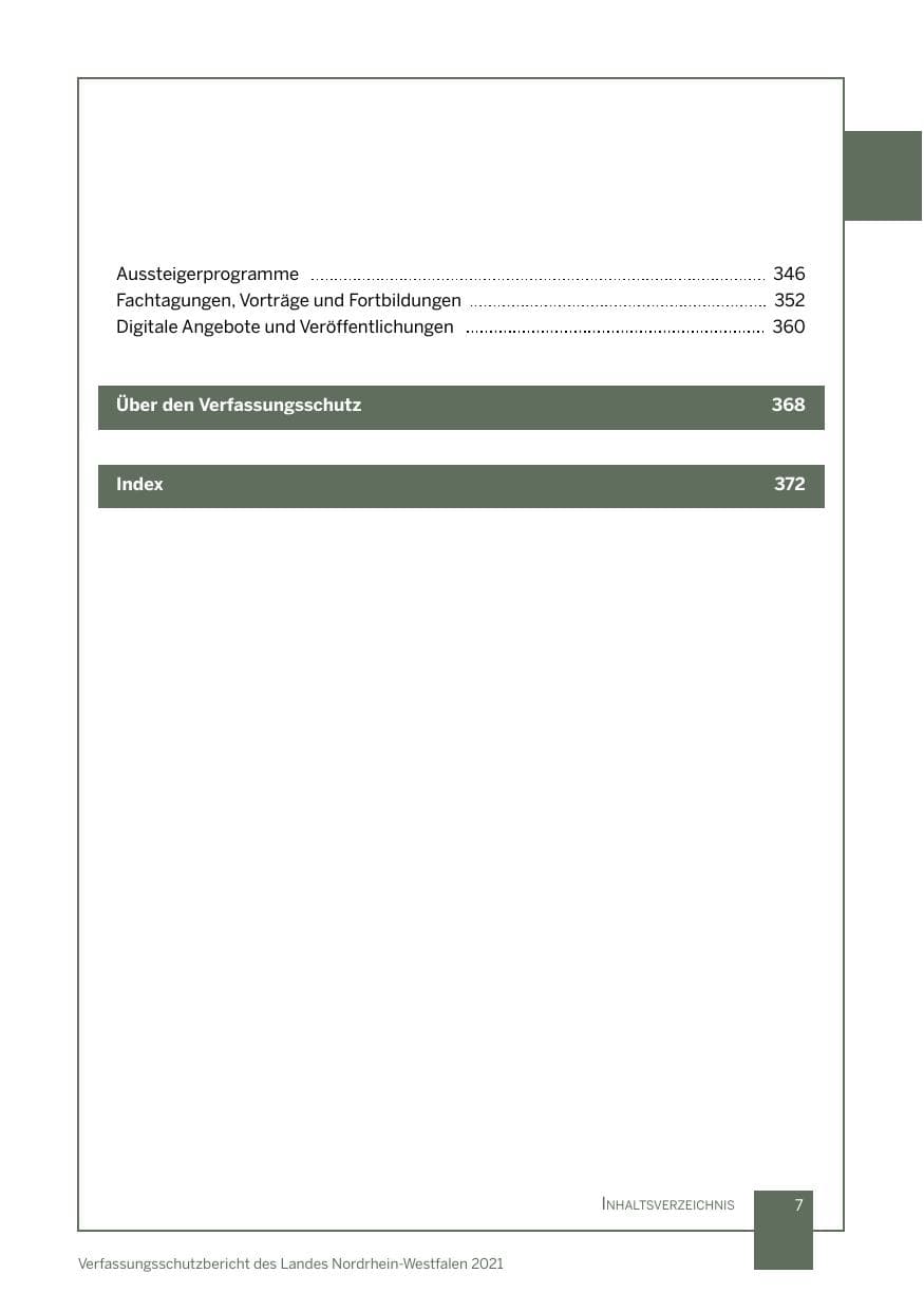 Seite 8 des Verfassungsschutzbericht 2021 Nordrhein-Westfalen