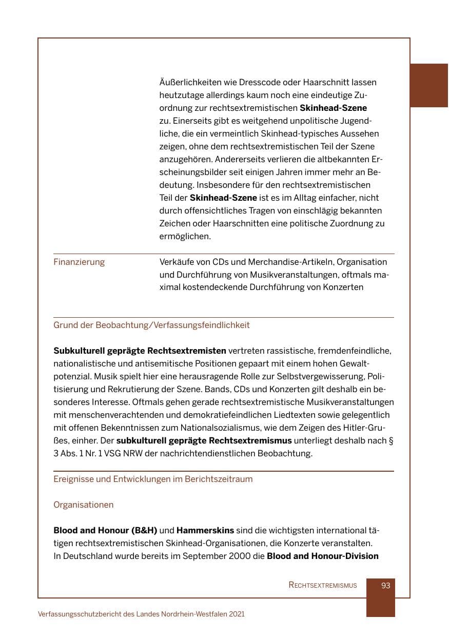Seite 94 des Verfassungsschutzbericht 2021 Nordrhein-Westfalen