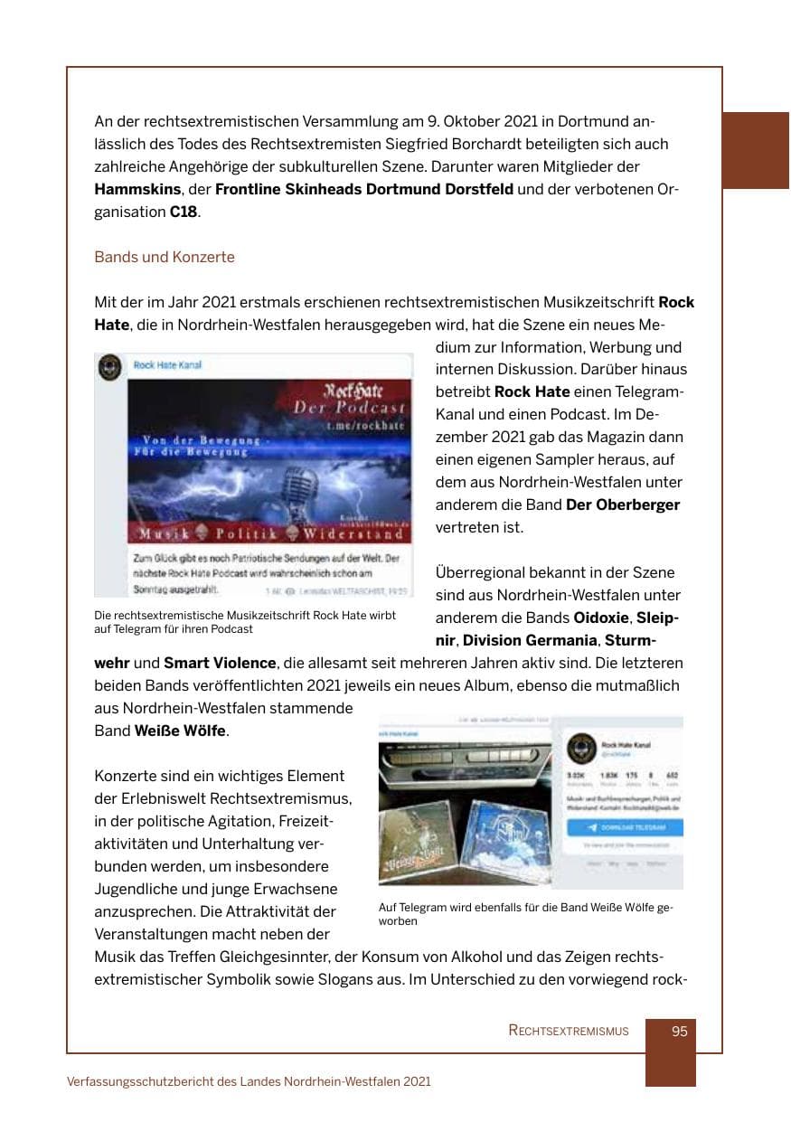 Seite 96 des Verfassungsschutzbericht 2021 Nordrhein-Westfalen