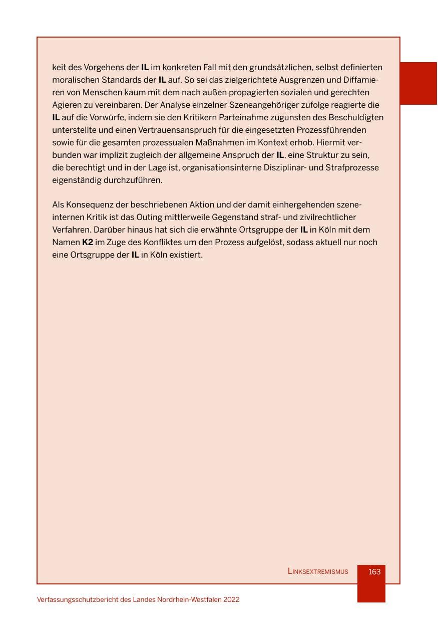 Seite 163 des Verfassungsschutzbericht 2022 Nordrhein-Westfalen