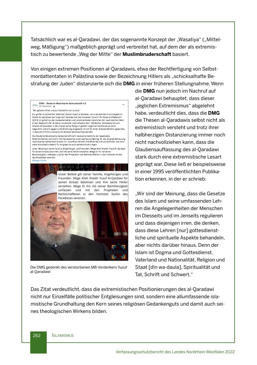 Seite 262 des Verfassungsschutzbericht 2022 Nordrhein-Westfalen
