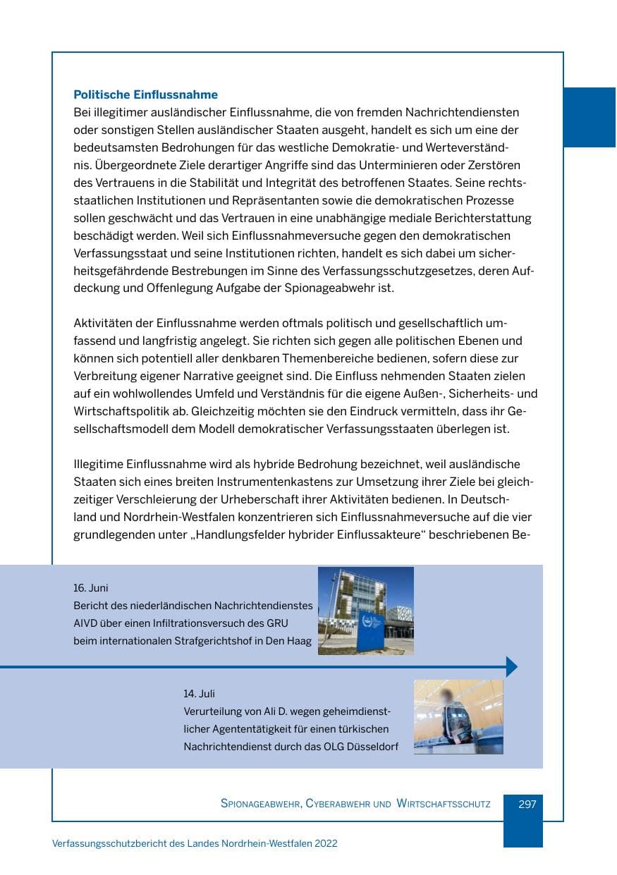 Seite 297 des Verfassungsschutzbericht 2022 Nordrhein-Westfalen