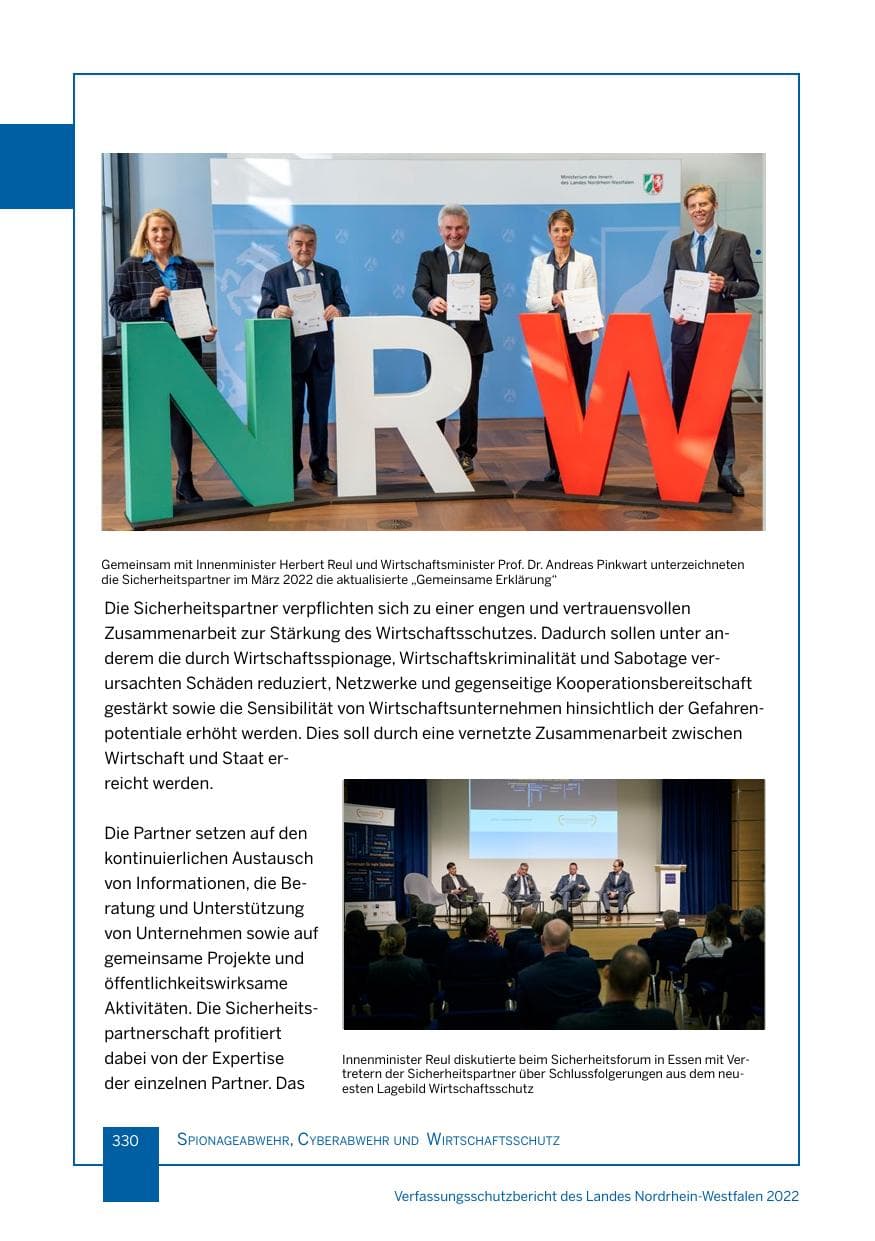 Seite 330 des Verfassungsschutzbericht 2022 Nordrhein-Westfalen