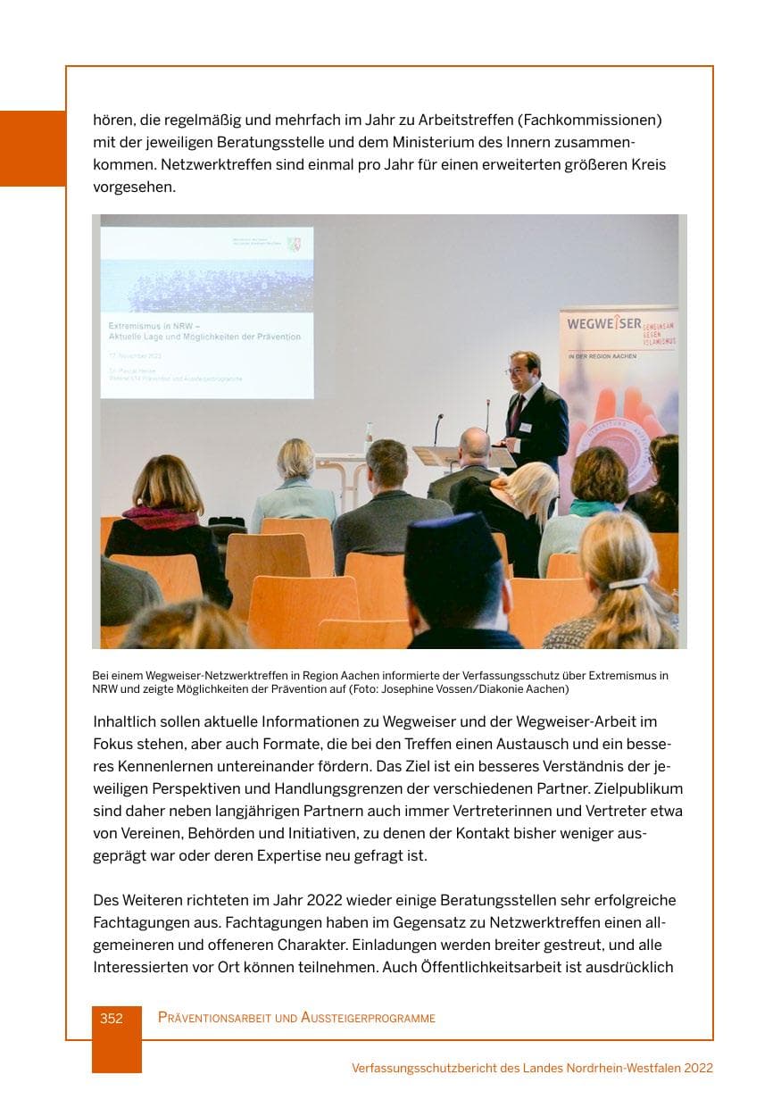 Seite 352 des Verfassungsschutzbericht 2022 Nordrhein-Westfalen