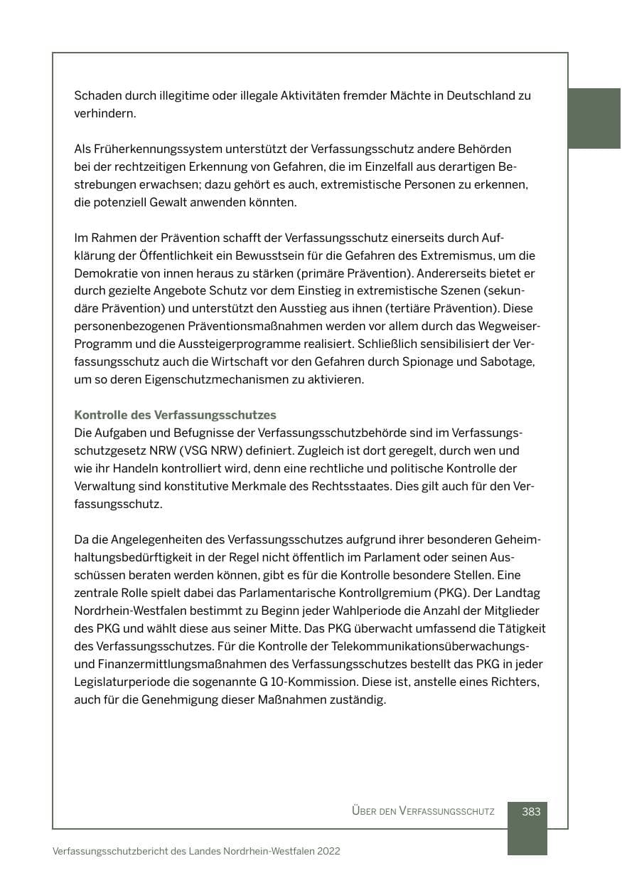 Seite 383 des Verfassungsschutzbericht 2022 Nordrhein-Westfalen