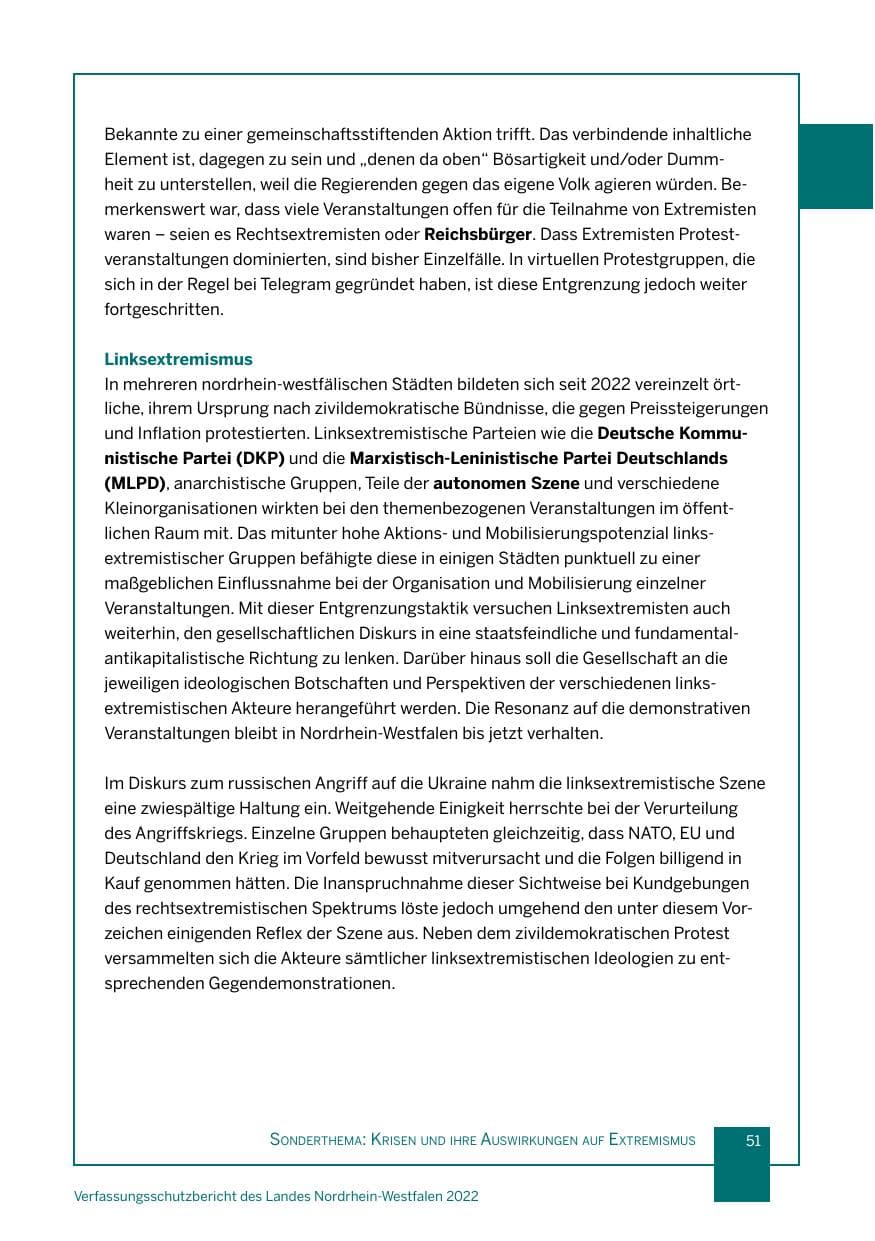 Seite 51 des Verfassungsschutzbericht 2022 Nordrhein-Westfalen