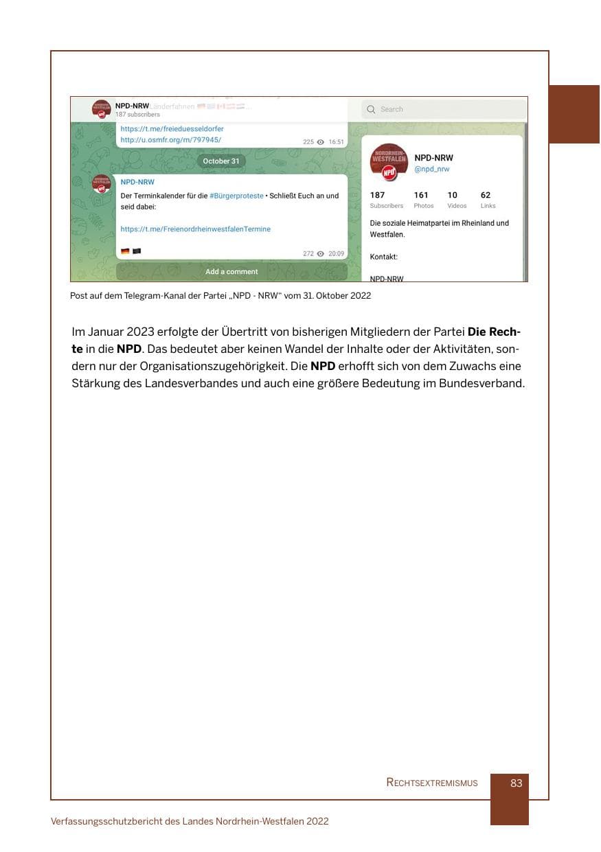 Seite 83 des Verfassungsschutzbericht 2022 Nordrhein-Westfalen