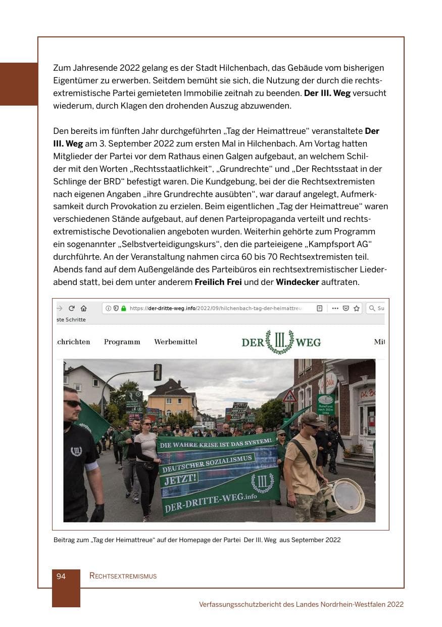 Seite 94 des Verfassungsschutzbericht 2022 Nordrhein-Westfalen