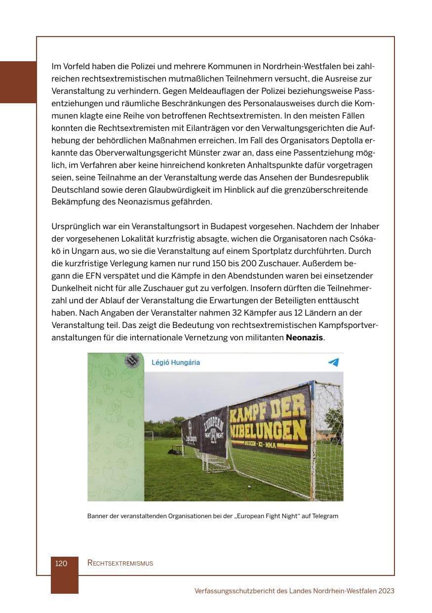 Seite 120 des Verfassungsschutzbericht 2023 Nordrhein-Westfalen