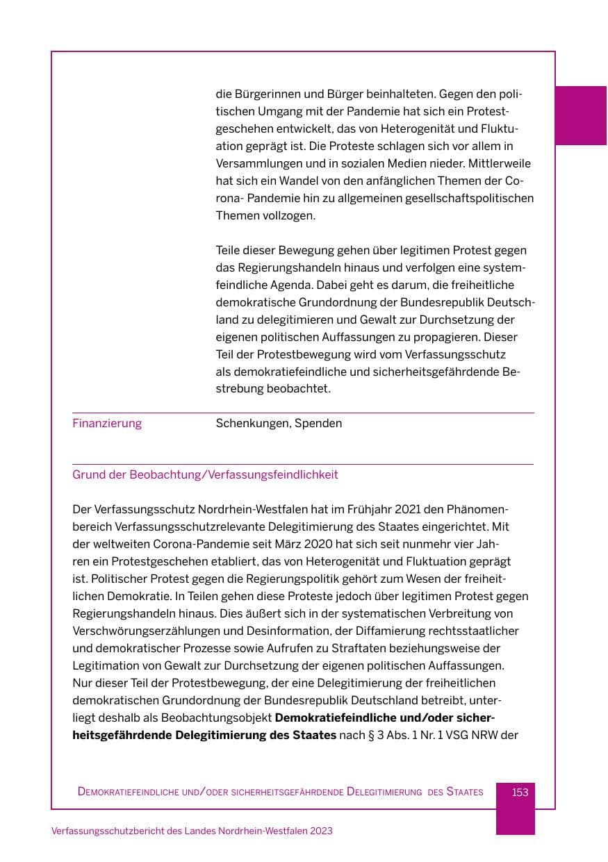 Seite 153 des Verfassungsschutzbericht 2023 Nordrhein-Westfalen