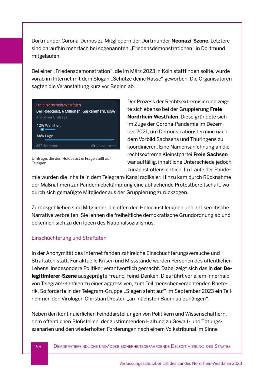 Seite 156 des Verfassungsschutzbericht 2023 Nordrhein-Westfalen