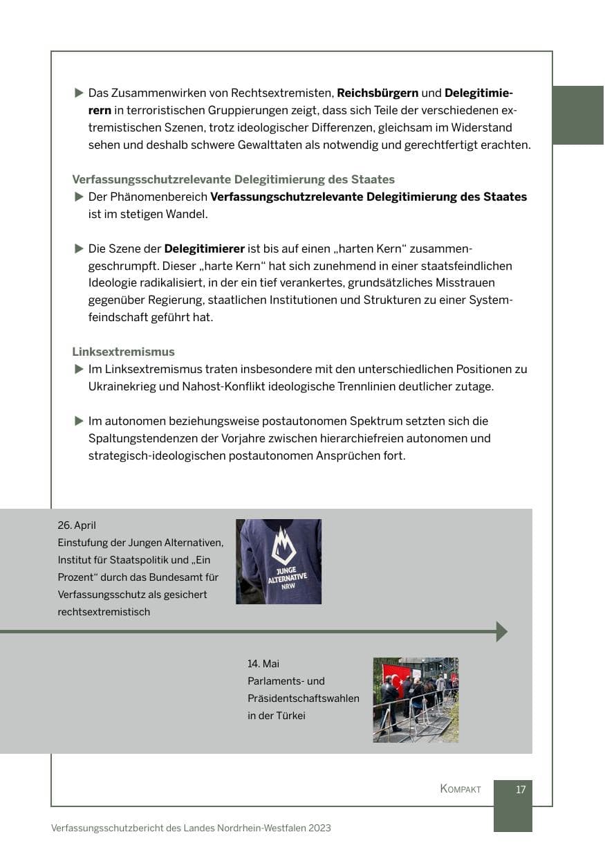 Seite 17 des Verfassungsschutzbericht 2023 Nordrhein-Westfalen