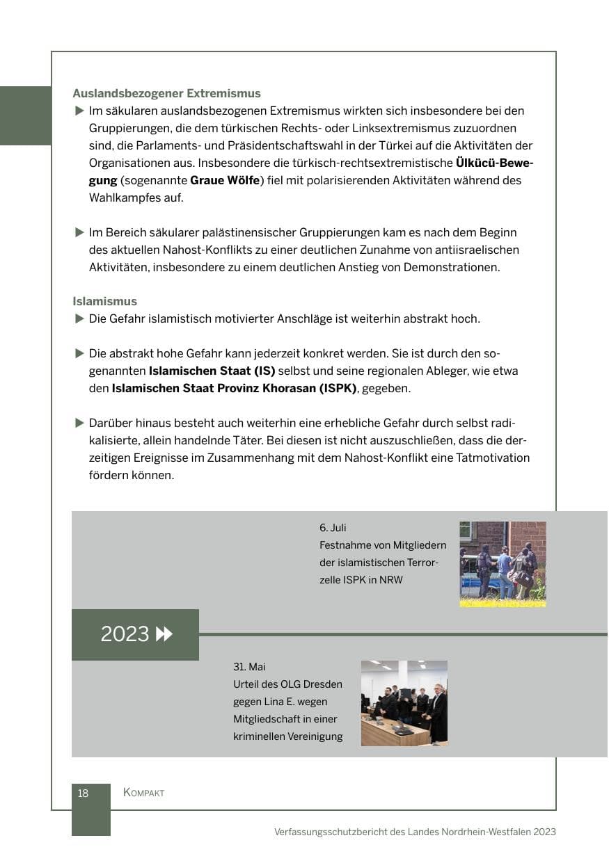 Seite 18 des Verfassungsschutzbericht 2023 Nordrhein-Westfalen