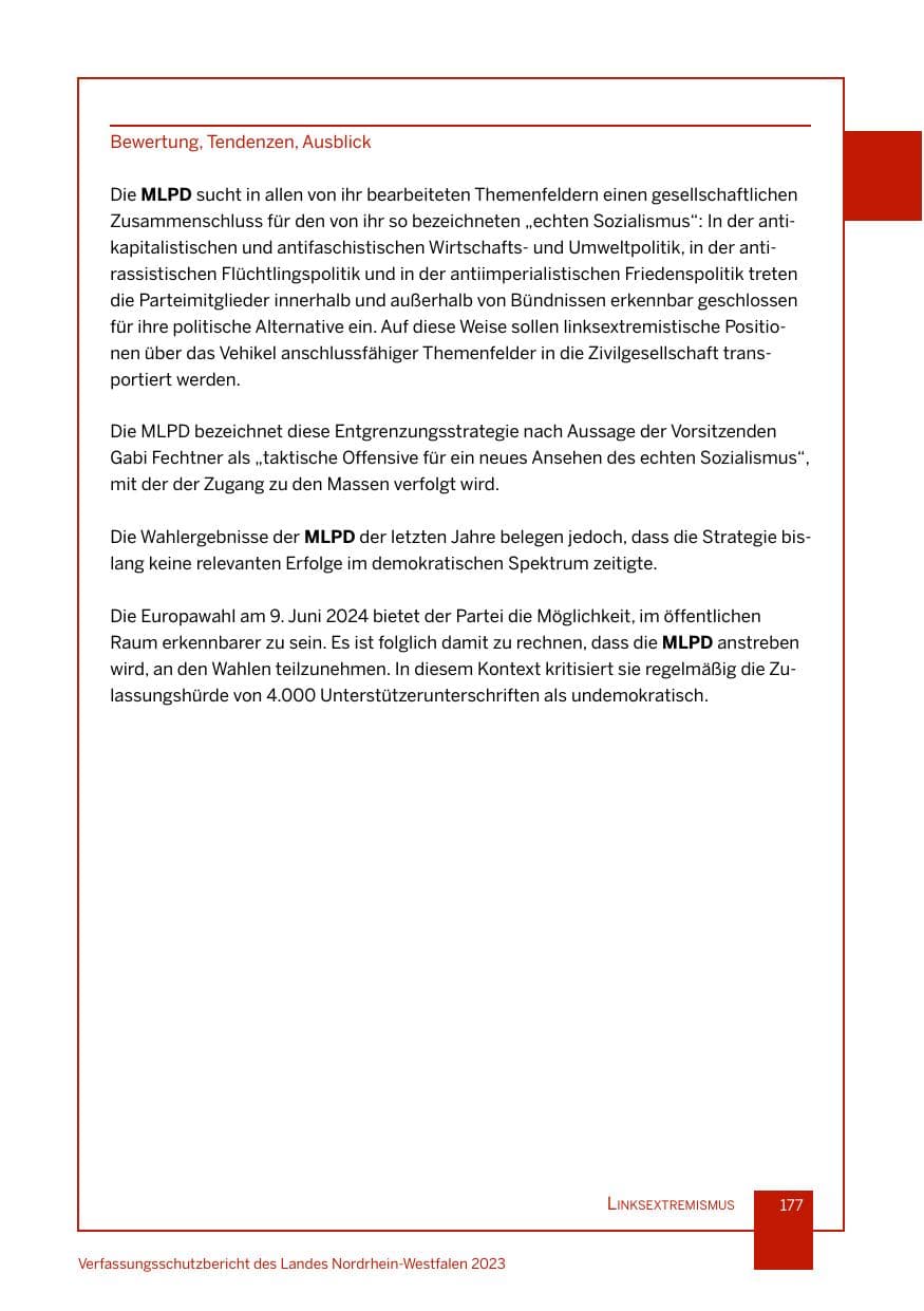 Seite 177 des Verfassungsschutzbericht 2023 Nordrhein-Westfalen
