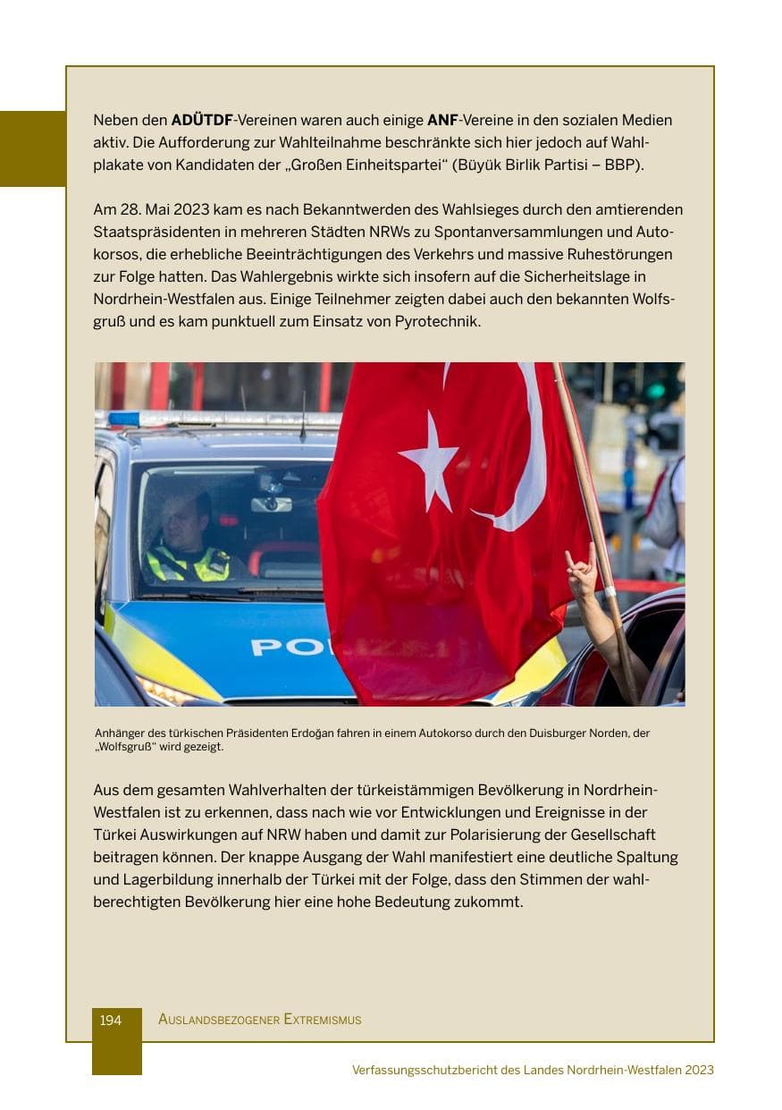 Seite 194 des Verfassungsschutzbericht 2023 Nordrhein-Westfalen