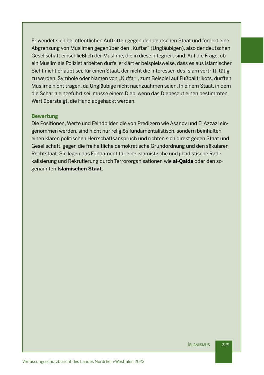 Seite 229 des Verfassungsschutzbericht 2023 Nordrhein-Westfalen