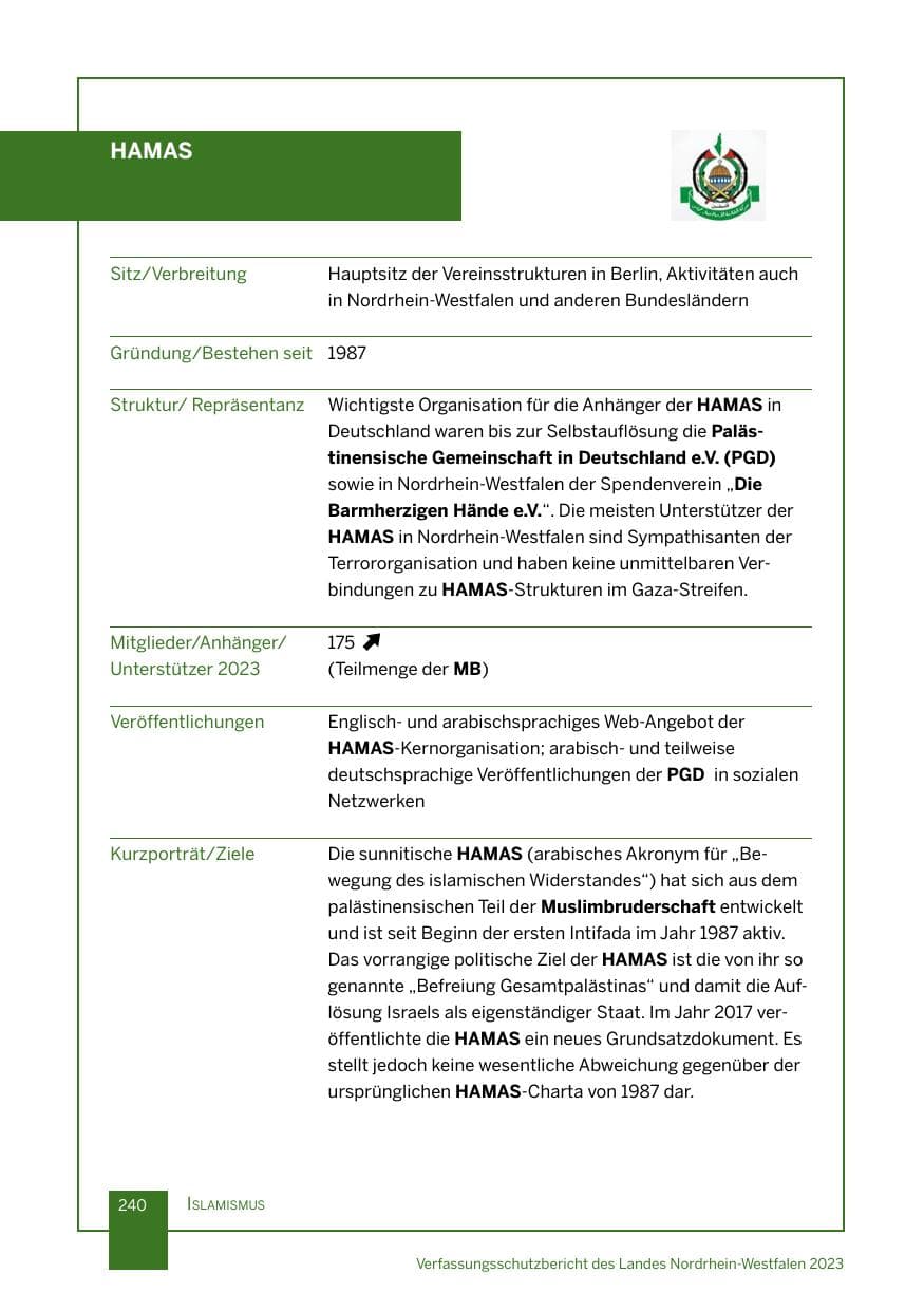 Seite 240 des Verfassungsschutzbericht 2023 Nordrhein-Westfalen