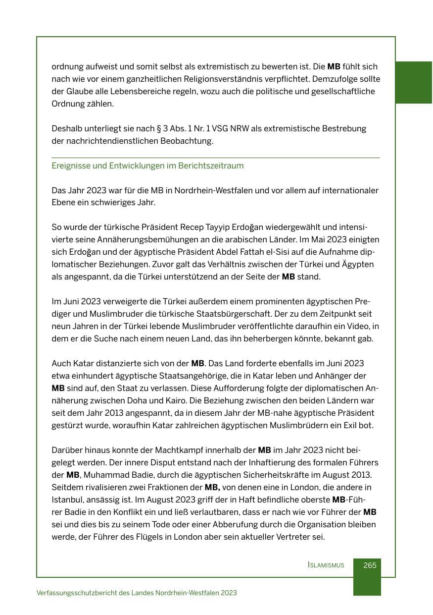 Seite 265 des Verfassungsschutzbericht 2023 Nordrhein-Westfalen