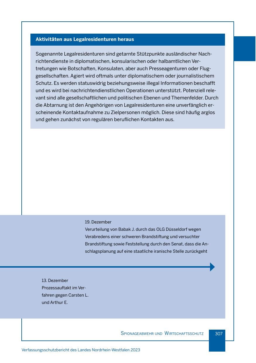 Seite 307 des Verfassungsschutzbericht 2023 Nordrhein-Westfalen