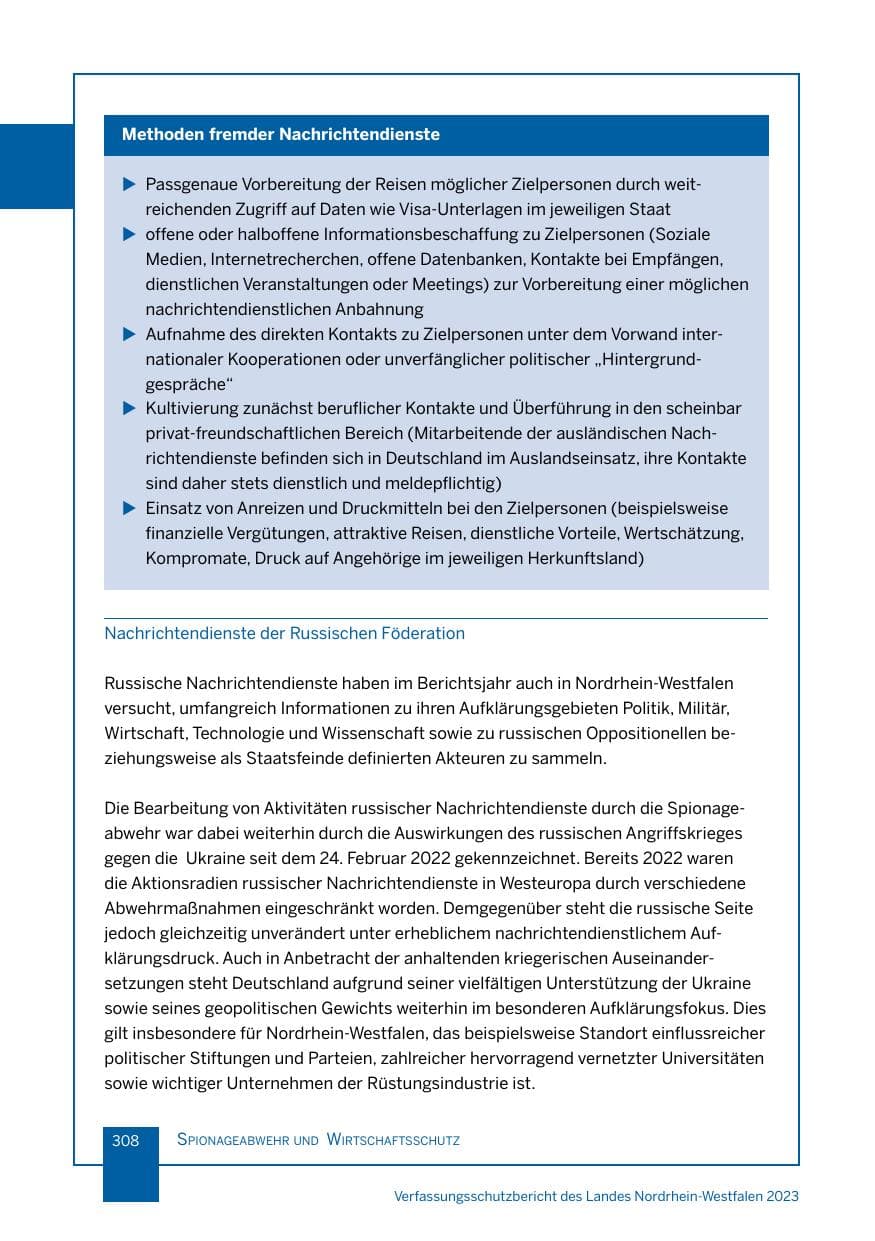 Seite 308 des Verfassungsschutzbericht 2023 Nordrhein-Westfalen