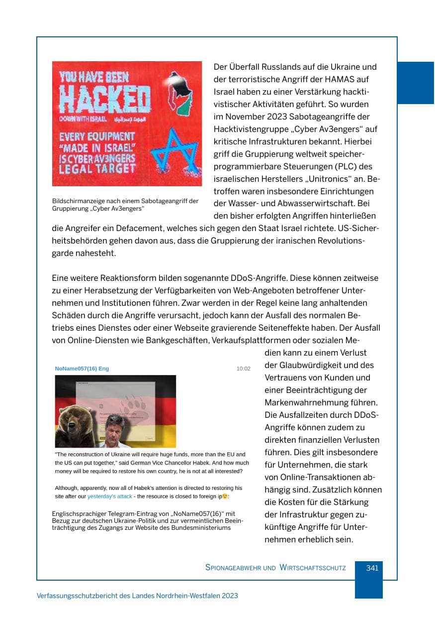 Seite 341 des Verfassungsschutzbericht 2023 Nordrhein-Westfalen