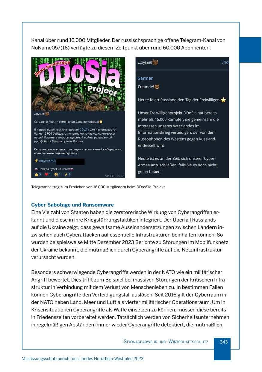 Seite 343 des Verfassungsschutzbericht 2023 Nordrhein-Westfalen
