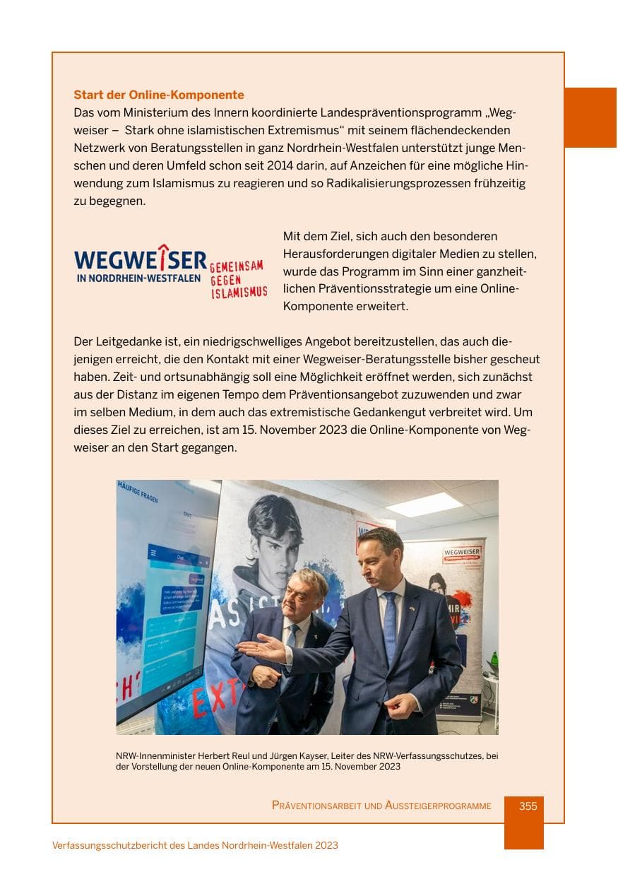 Seite 355 des Verfassungsschutzbericht 2023 Nordrhein-Westfalen