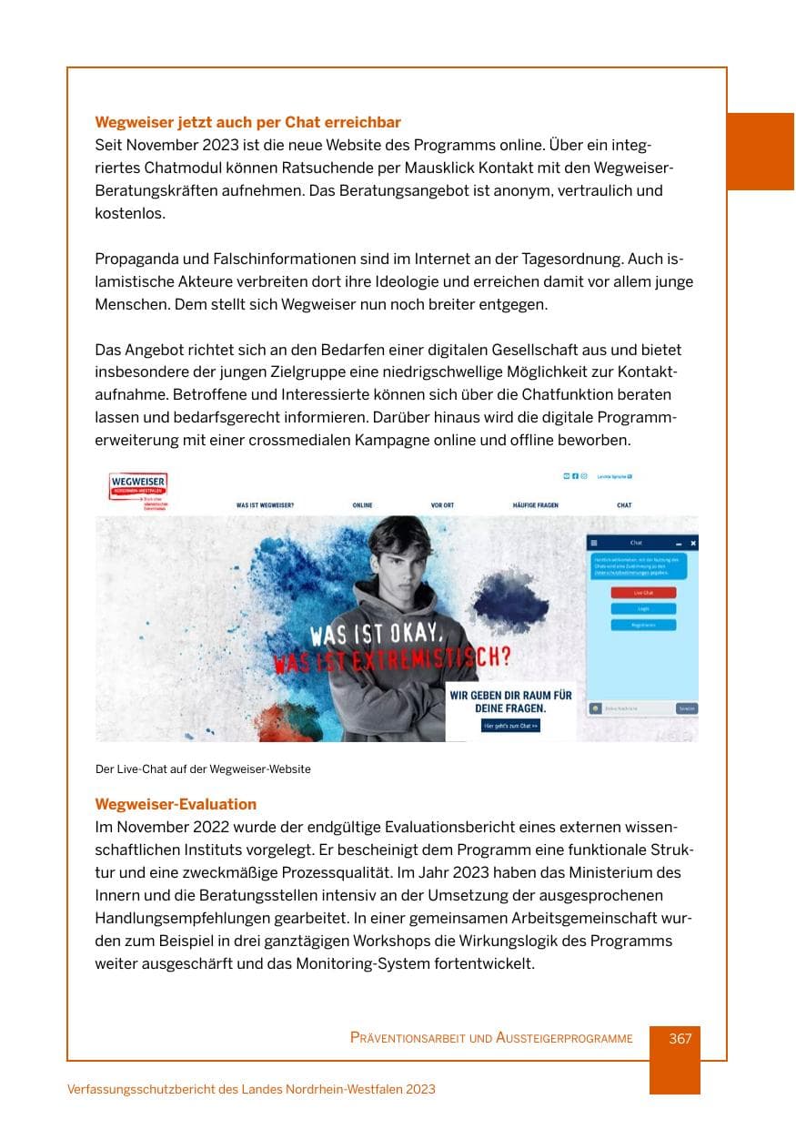 Seite 367 des Verfassungsschutzbericht 2023 Nordrhein-Westfalen