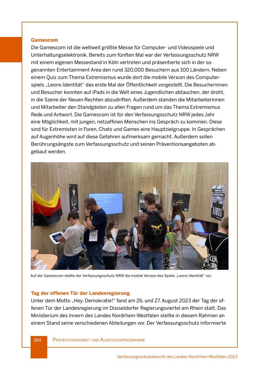 Seite 384 des Verfassungsschutzbericht 2023 Nordrhein-Westfalen