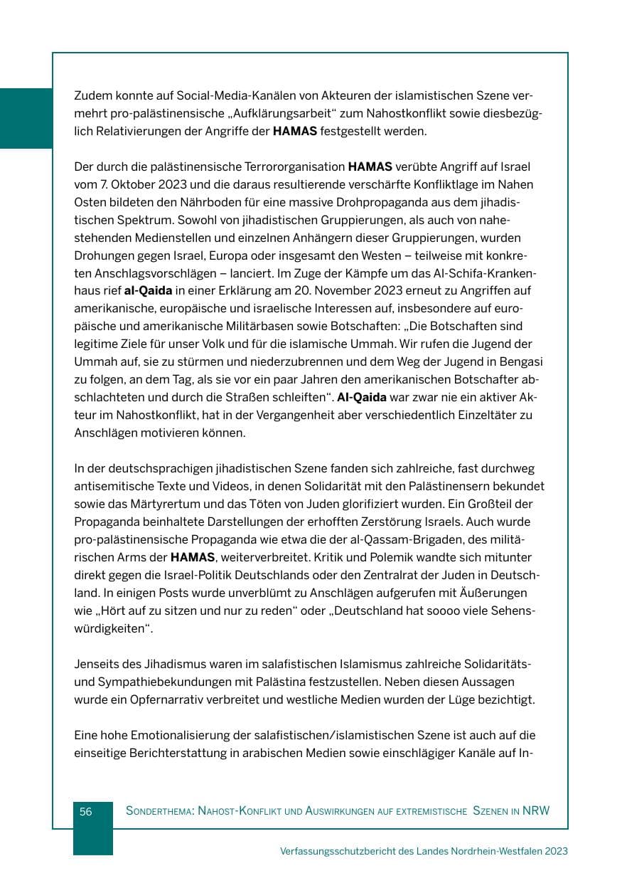 Seite 56 des Verfassungsschutzbericht 2023 Nordrhein-Westfalen
