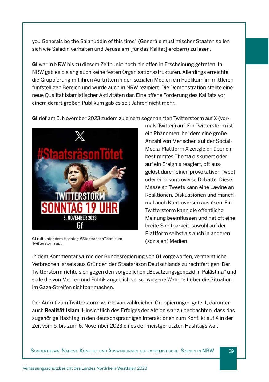 Seite 59 des Verfassungsschutzbericht 2023 Nordrhein-Westfalen