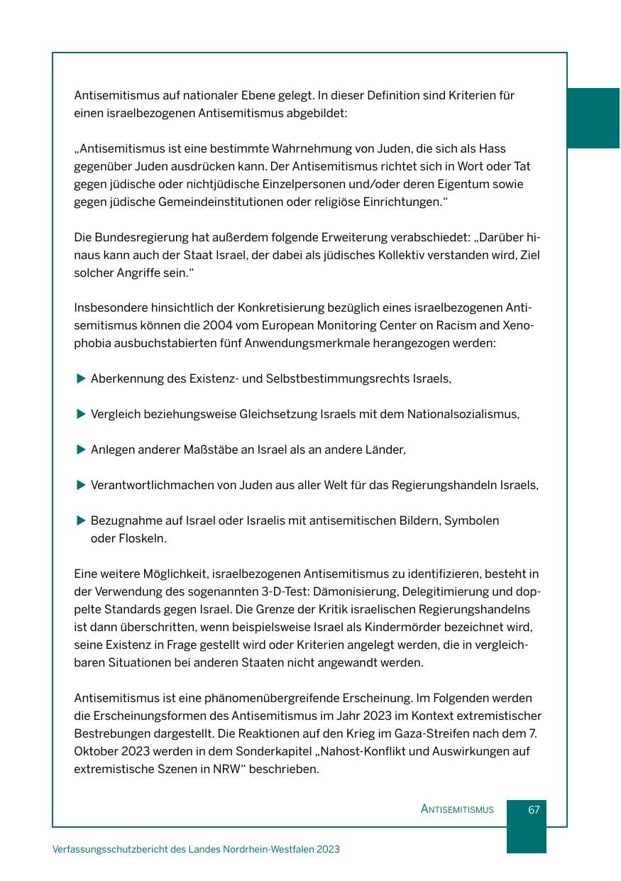 Seite 67 des Verfassungsschutzbericht 2023 Nordrhein-Westfalen