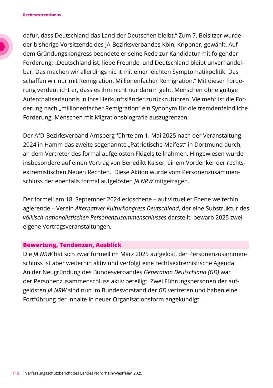 Seite 110 des Verfassungsschutzbericht 2025 Nordrhein-Westfalen
