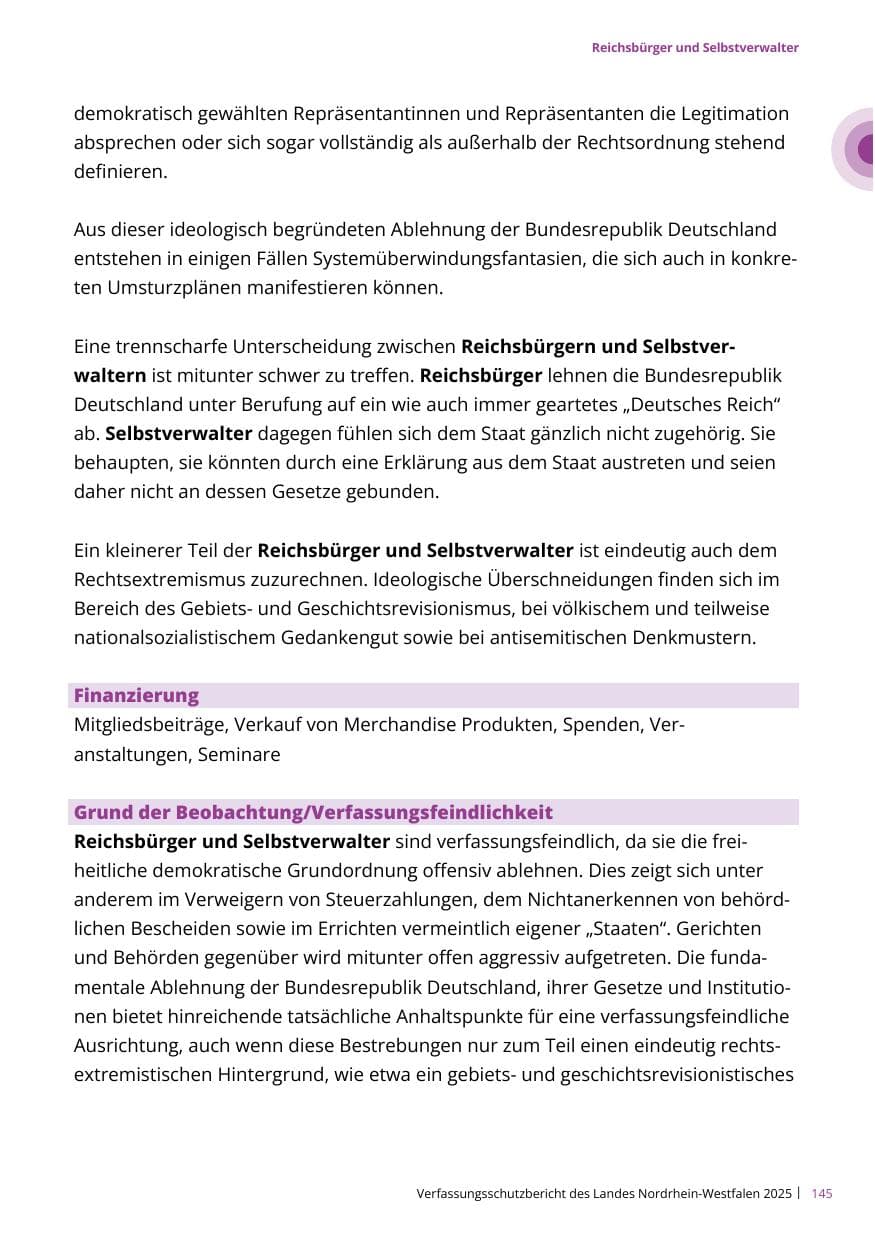 Seite 145 des Verfassungsschutzbericht 2025 Nordrhein-Westfalen