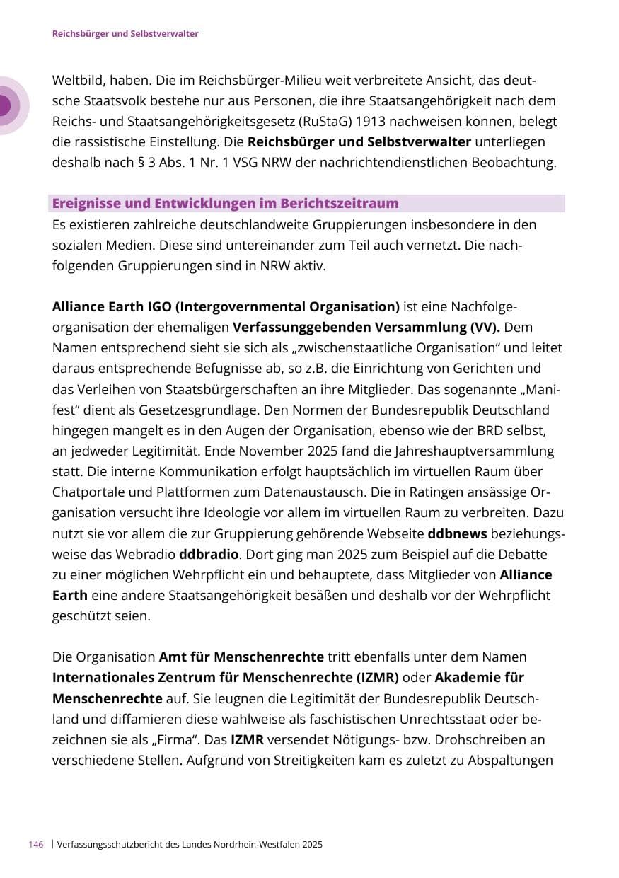 Seite 146 des Verfassungsschutzbericht 2025 Nordrhein-Westfalen