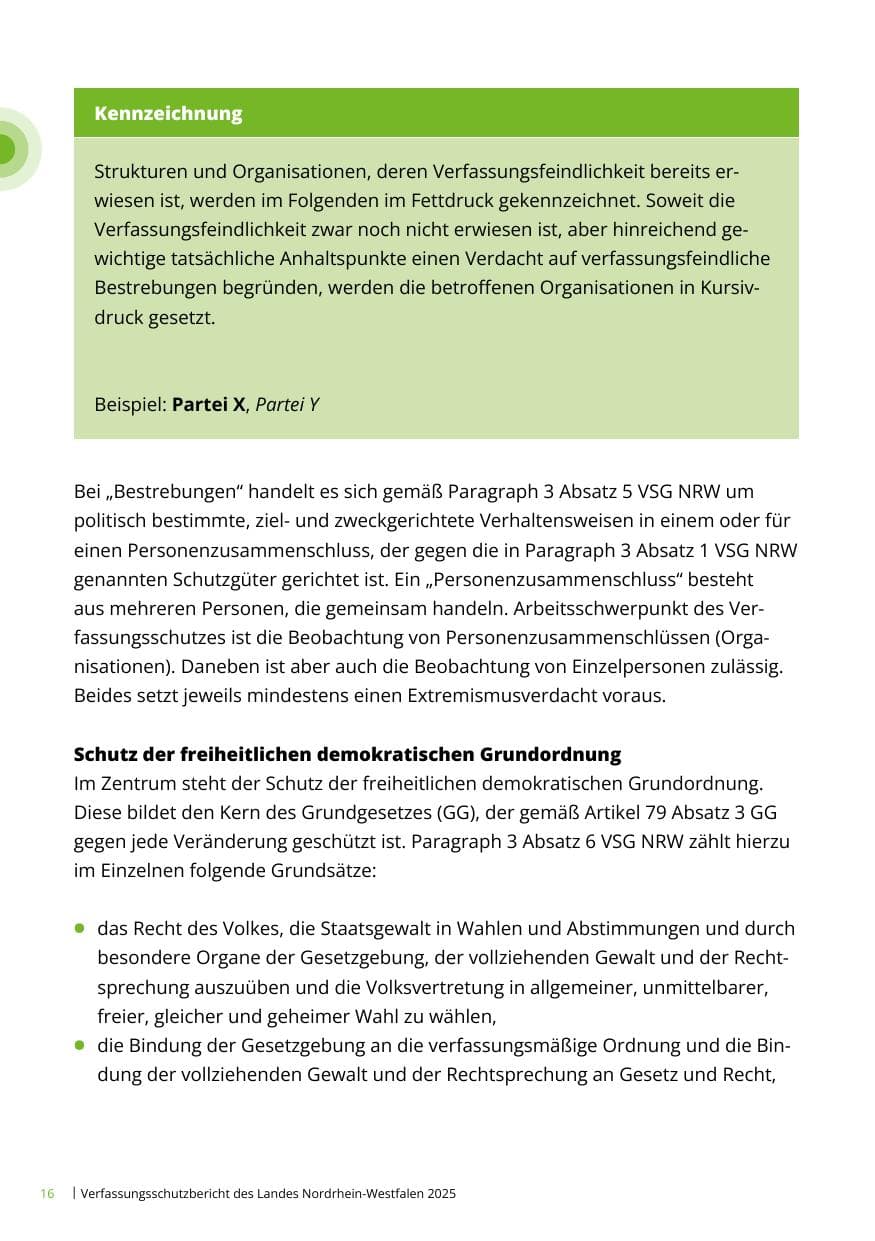 Seite 16 des Verfassungsschutzbericht 2025 Nordrhein-Westfalen