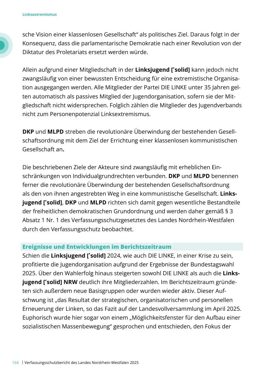 Seite 164 des Verfassungsschutzbericht 2025 Nordrhein-Westfalen