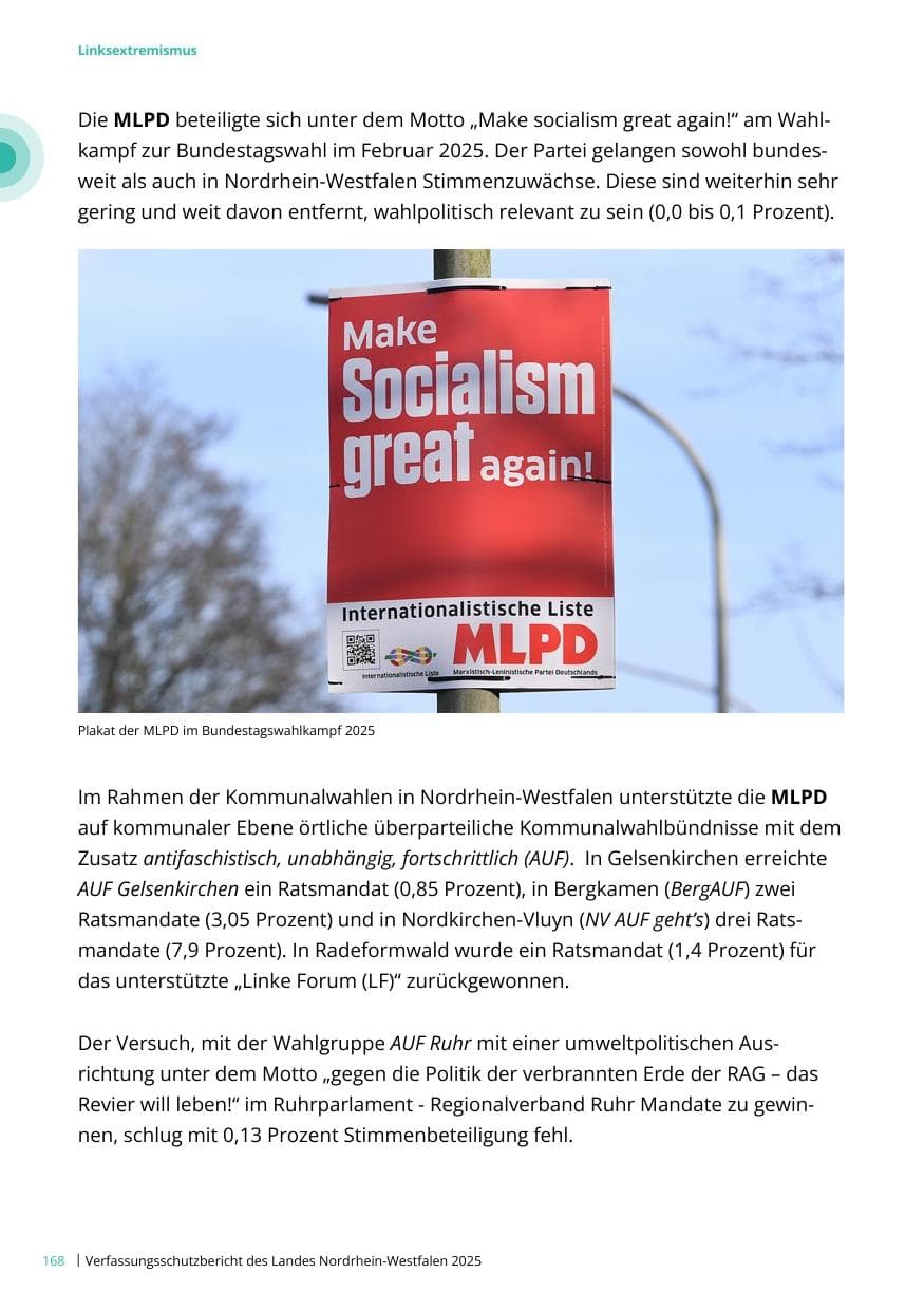 Seite 168 des Verfassungsschutzbericht 2025 Nordrhein-Westfalen