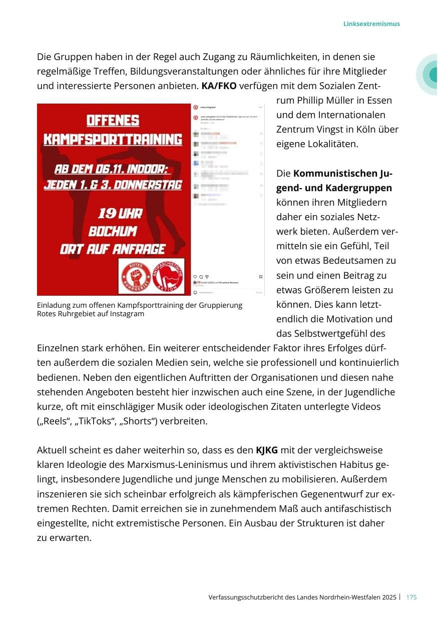 Seite 175 des Verfassungsschutzbericht 2025 Nordrhein-Westfalen