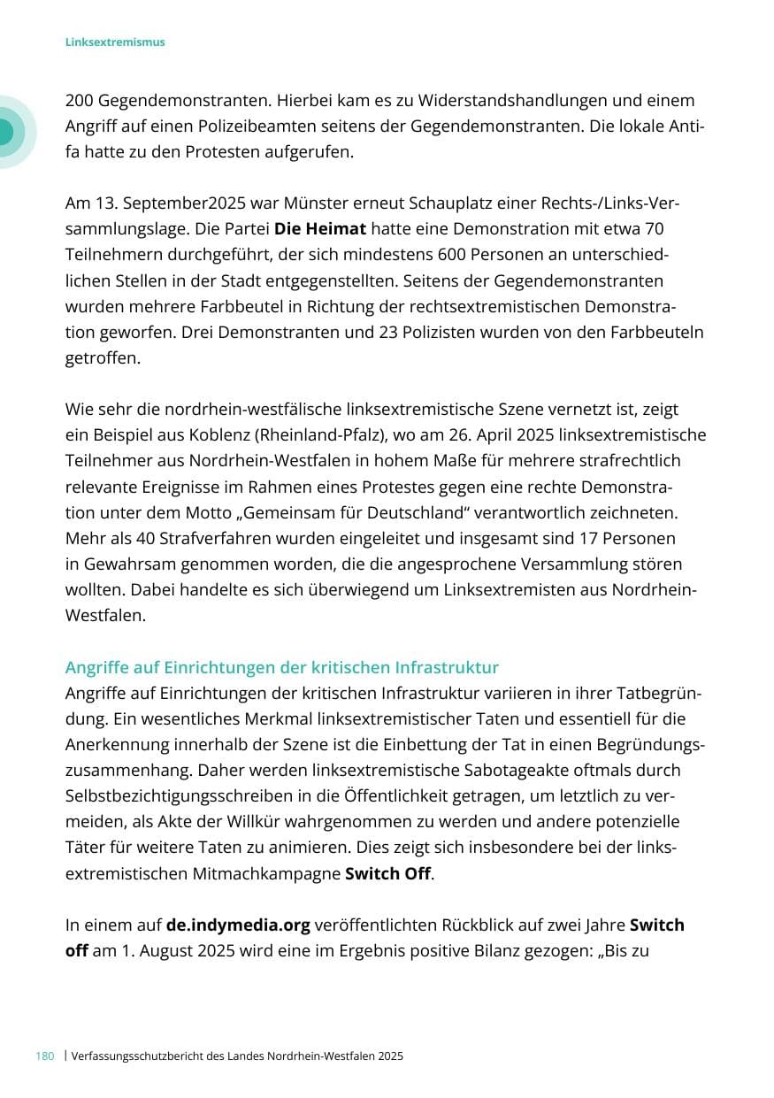 Seite 180 des Verfassungsschutzbericht 2025 Nordrhein-Westfalen